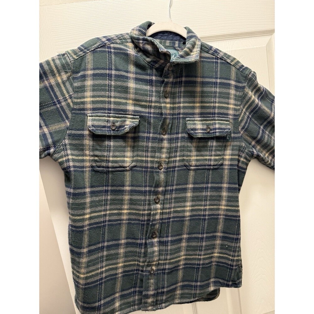Woolrich Shirt Mens M Green Brawny Flannel Plaid Shacket Button Down Outdoors